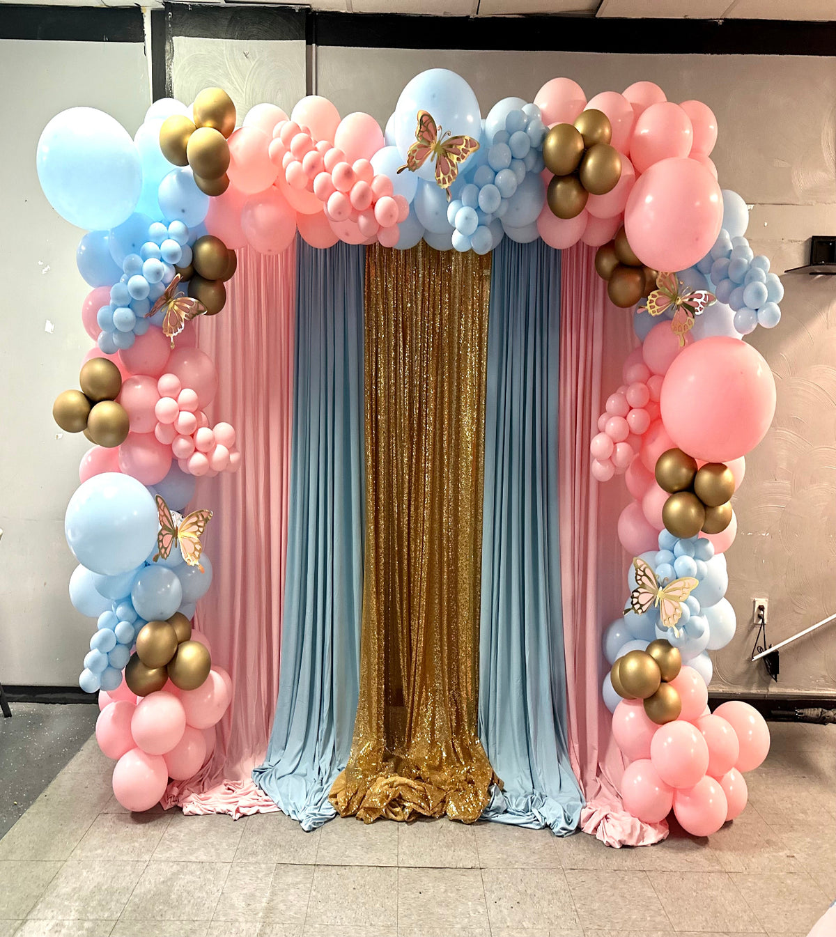 pink and blue arch