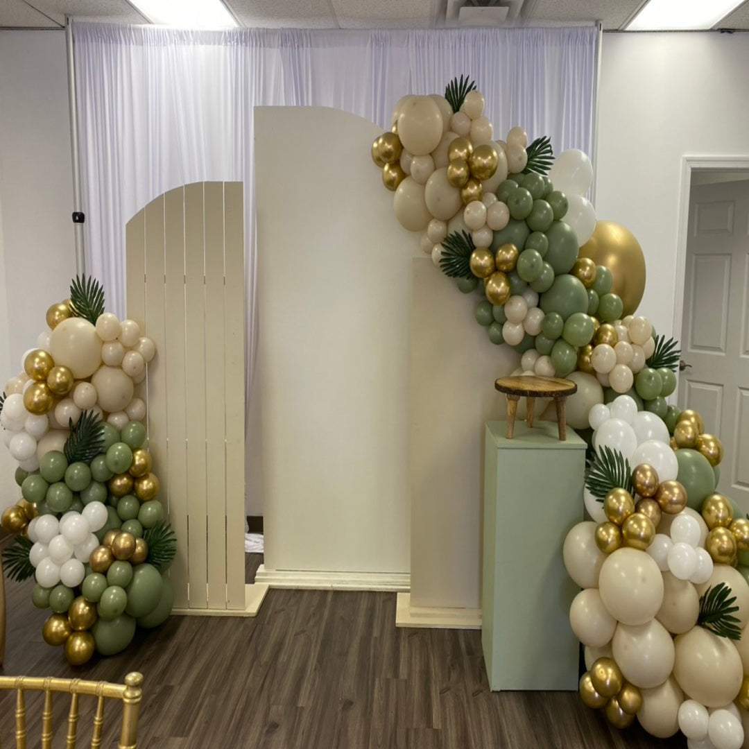 green-gold-cream-balloon-garland-with-flowers-for-weddings-parties-backdrops-hampton-roads-area-blissful-journeys