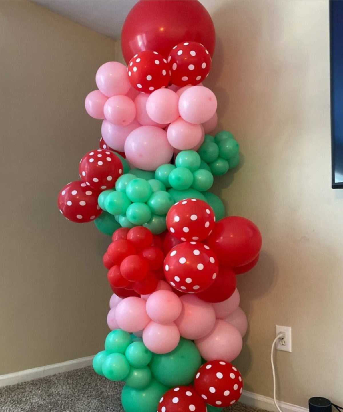 red-pink-green-balloon-decor-column-for-weddings-birthday-parties-blissful-journeys