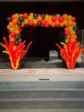 Fire Deluxe Balloon Arch-Blissful Journeys -arches,Balloon arches,black,design,fire,orange,port