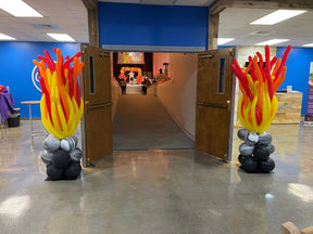 Camp Fire Specialty Balloon Columns-Blissful Journeys -balloon columns,columns,orange,port,red,yellow